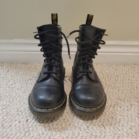 DR. MARTENS 1460 LACE UP COMBAT BLACK LEATHER BOOTS Women Size 7 - Picture 7 of 16